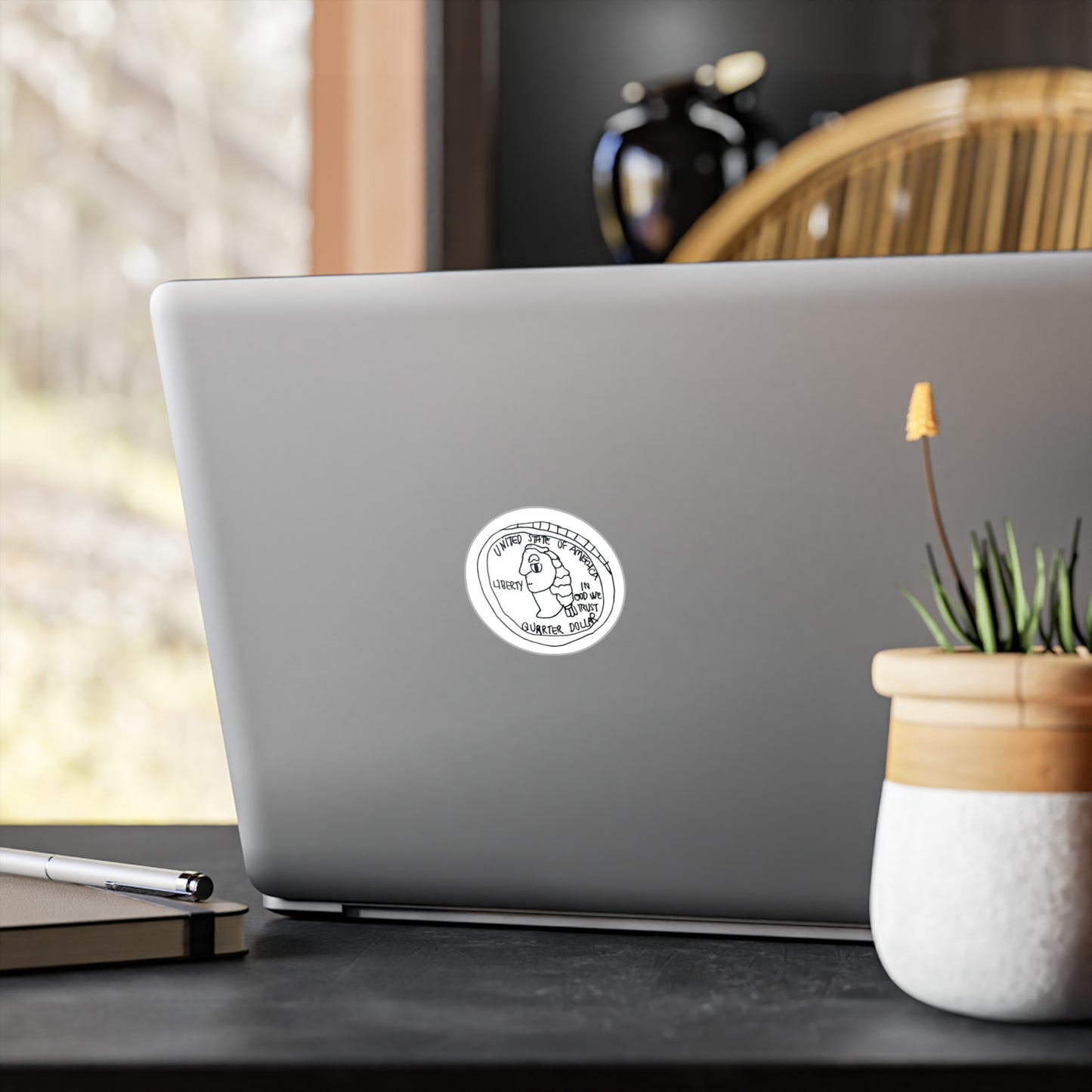 Quarter doodle Vinyl Sticker