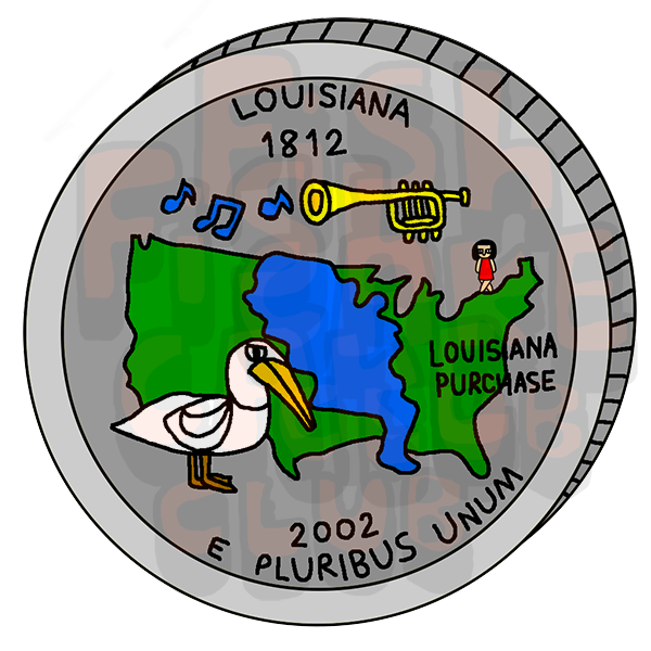 Louisiana Quarter Vinyl Sticker