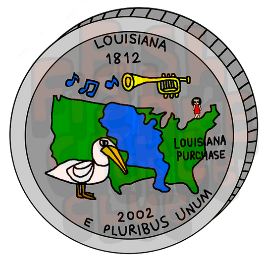 Louisiana Quarter Vinyl Sticker