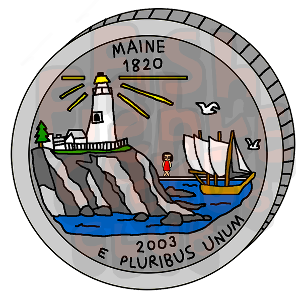 Maine Quarter Vinyl Sticker