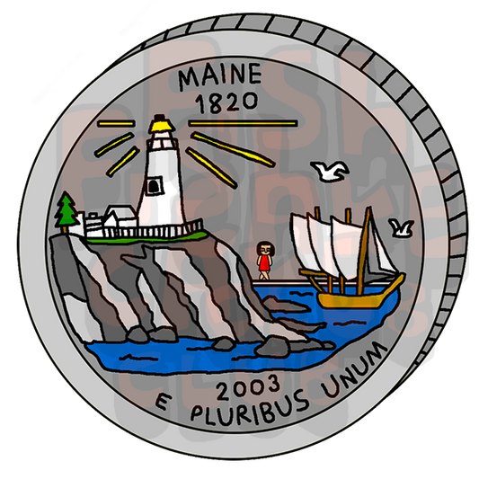 Maine Quarter Vinyl Sticker
