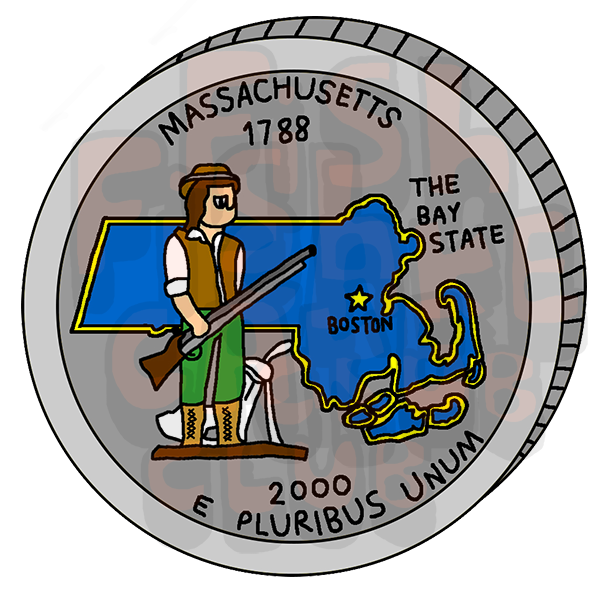 Massachusetts Quarter Vinyl Sticker