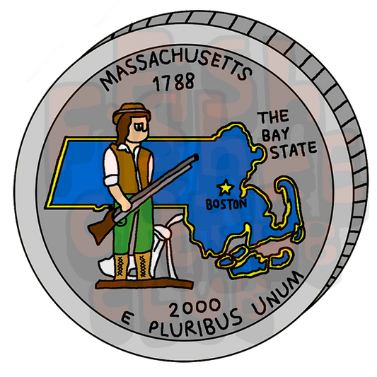 Massachusetts Quarter Vinyl Sticker
