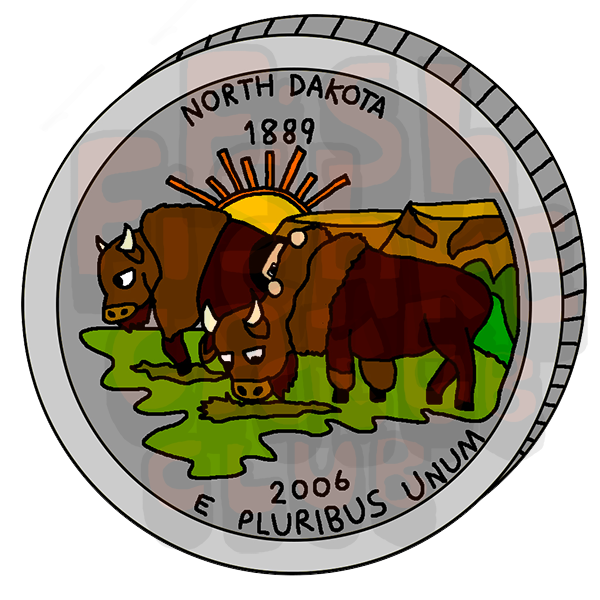 North Dakota  Quarter Vinyl Sticker