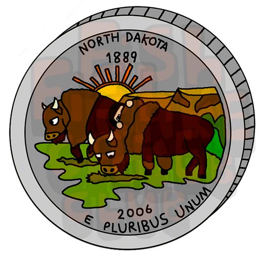 North Dakota  Quarter Vinyl Sticker