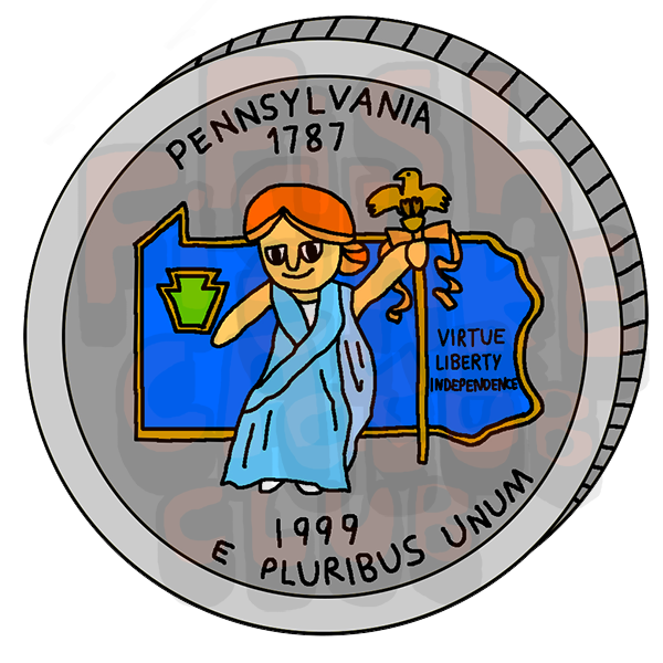 Pennsylvania Quarter Vinyl Sticker