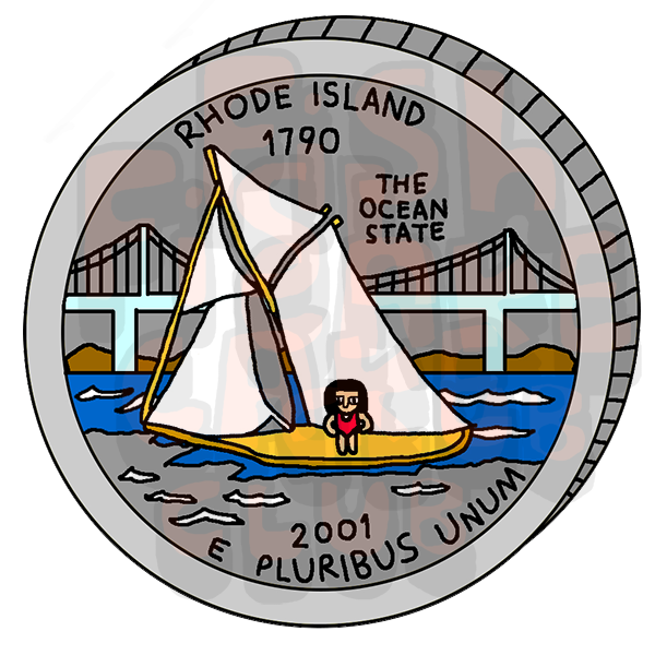 Rhode Island Quarter Vinyl Sticker