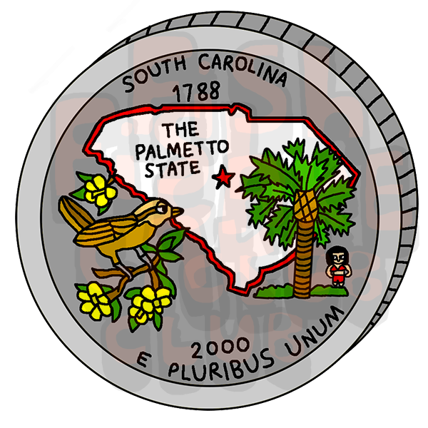 South Carolina Quarter Vinyl Sticker