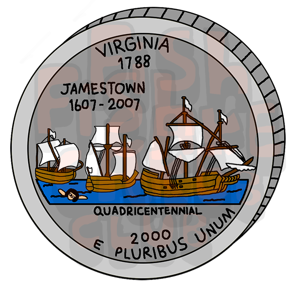 Virginia Quarter Vinyl Sticker