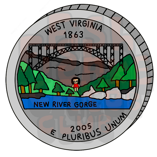 West Virginia Quarter Vinyl Sticker