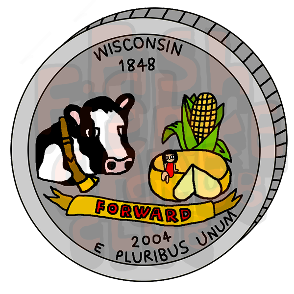 Wisconsin Quarter Vinyl Sticker