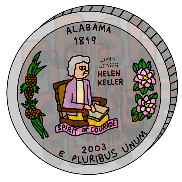 Alabama Quarter Vinyl Sticker