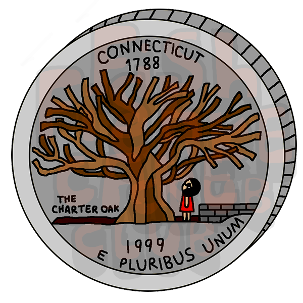 Connecticut Quarter Vinyl Sticker