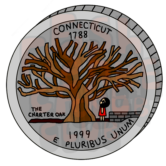 Connecticut Quarter Vinyl Sticker