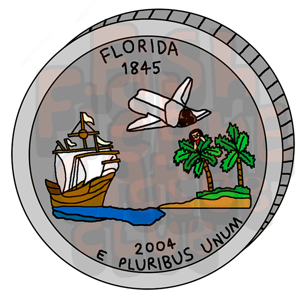 Florida Quarter Vinyl Sticker