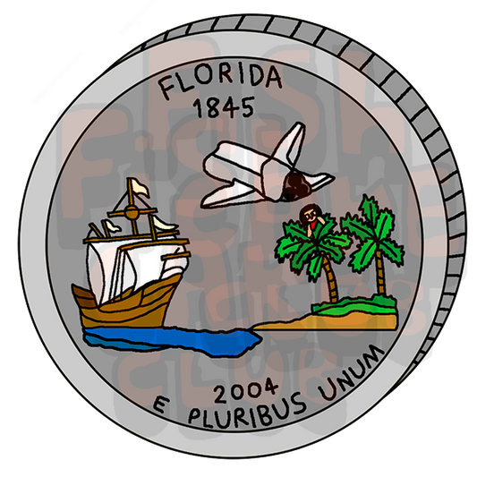 Florida Quarter Vinyl Sticker