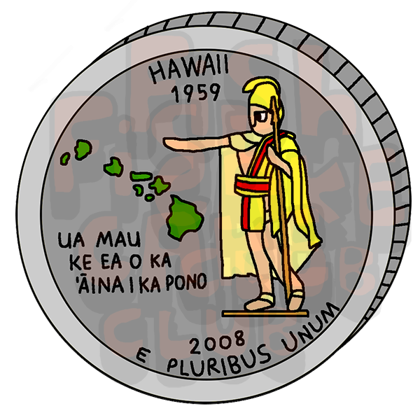 Hawaii Quarter Vinyl Sticker