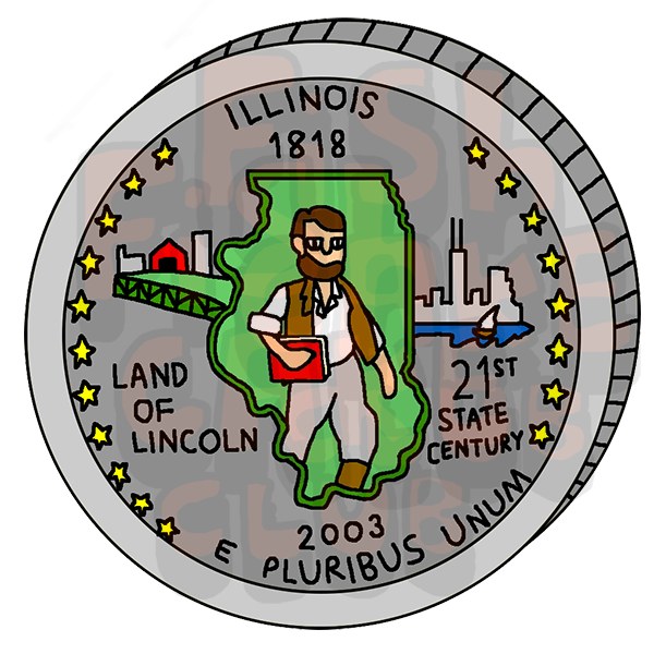 Illinois Quarter Vinyl Sticker