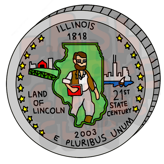 Illinois Quarter Vinyl Sticker