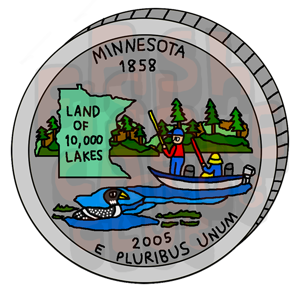 Minnesota Quarter Vinyl Sticker
