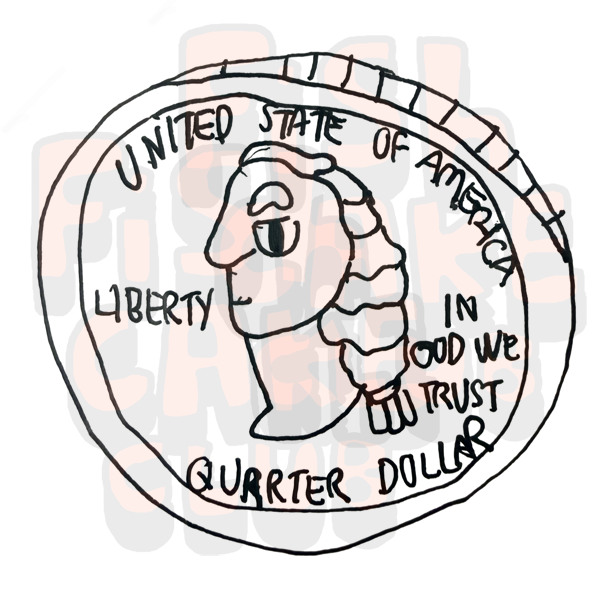 Quarter doodle Vinyl Sticker